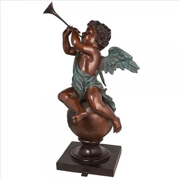 Baby Gabriel Cherub With Trumpet Bronze Statue plus freight