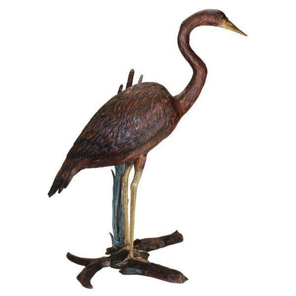 Heron Standing In Reeds Bronze Statue plus freight