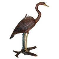 Heron Standing In Reeds Bronze Statue plus freight-DTKW81110