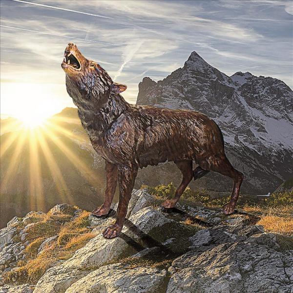 The Howl of The Wild Wolf Bronze Statue plus freight