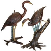 Herons In Reeds Bronze Statues Set of 2 plus freight-DTKW98111