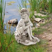 Pausing By The Pond Little Girl Statue plus freight-DTLY819163