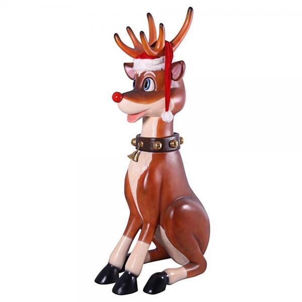 Giant Sitting Red Nosed Reindeer Statue plus freight