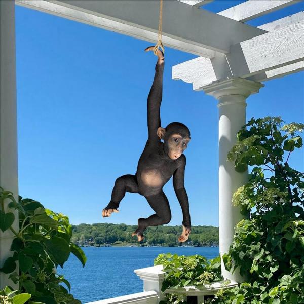 Hanging Chimp Jungle Monkey Statue plus freight