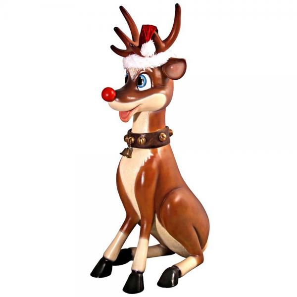 Large Sitting Red Nosed Reindeer Statue plus freight
