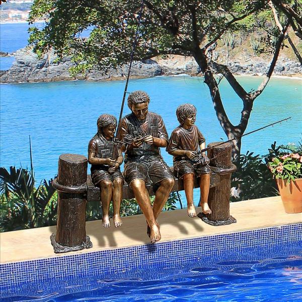 Family Fishing Bronze Statue plus freight