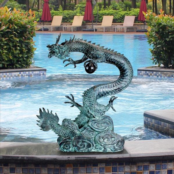 Large Asian Water Dragon Bronze Statue plus freight