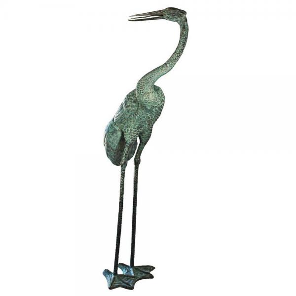 Colossal Curved Neck Crane Bronze Statue plus freight