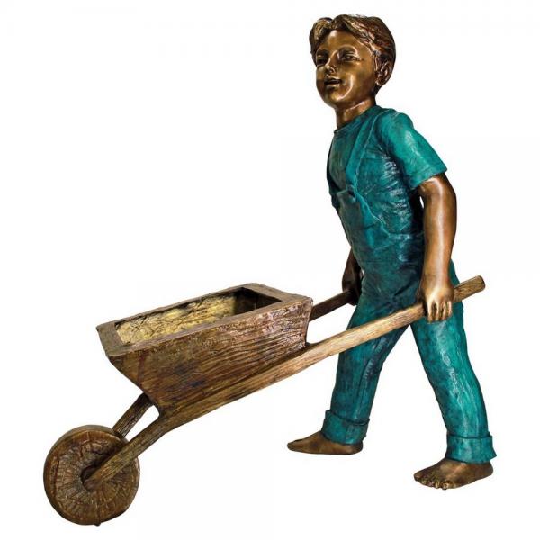 Wheelbarrow Willie Bronze Boy Statue plus freight