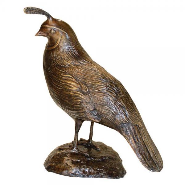 Male California Quail Bronze Statue plus freight