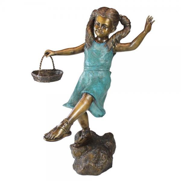 Brittany Skipping Flower Girl With Basket Bronze plus freight