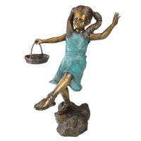 Brittany Skipping Flower Girl With Basket Bronze plus freight-DTPN6326