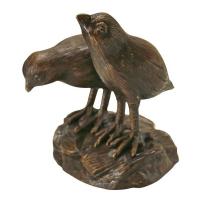 Twin Baby Quail Chicks Bronze Statue plus freight-DTPN6677