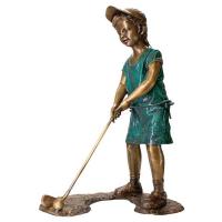 Gabrielle Girl Golfer Bronze Statue plus freight-DTPN6755