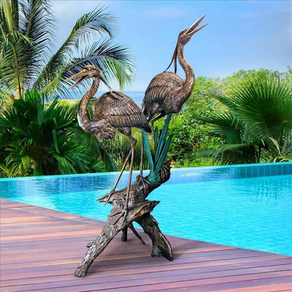 Two Herons on a Log Bronze Statue plus freight