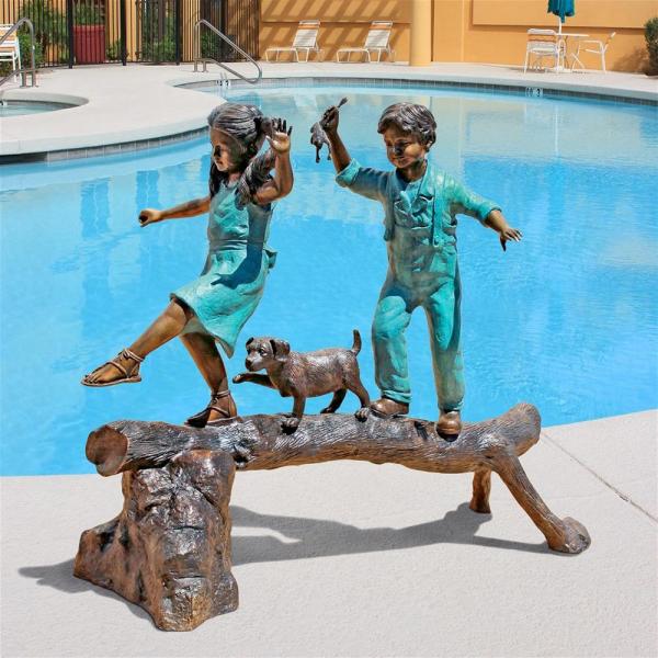 The Adventure Boy & Girl on a Log Bronze plus freight