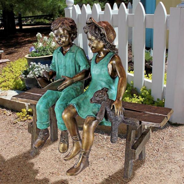 Read To Me Boy And Girl Bronze Statue plus freight