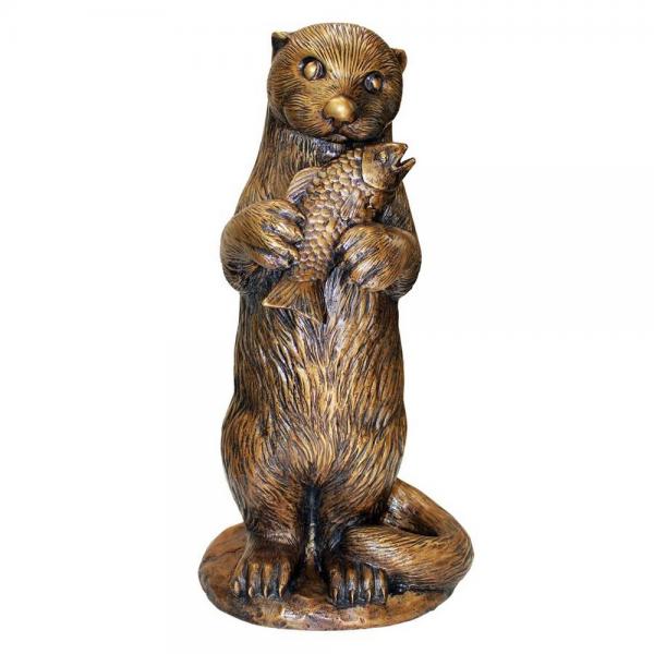 Standing Otter With Fish Bronze Statue plus freight