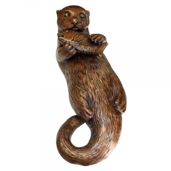 Lazy Otter With Fish Bronze Statue plus freight