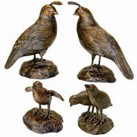 Bronze Quail Statues Family Set of 4 plus freight-DTPN96677