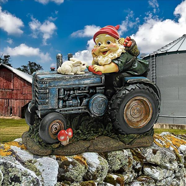 Bunny On Board Tractor Gnome Statue plus freight