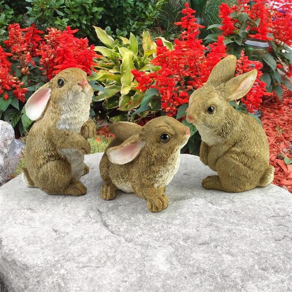 Baby Bunny Rabbit Den Statues Set of 3 plus freight