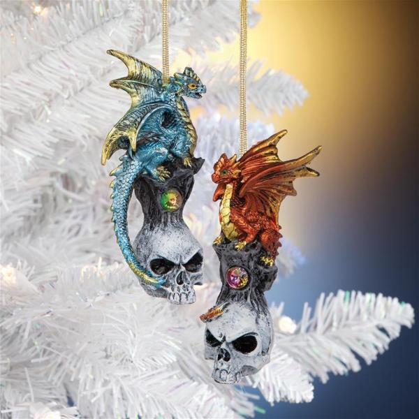 Dragon On Skull Ornaments Set of 2 plus freight