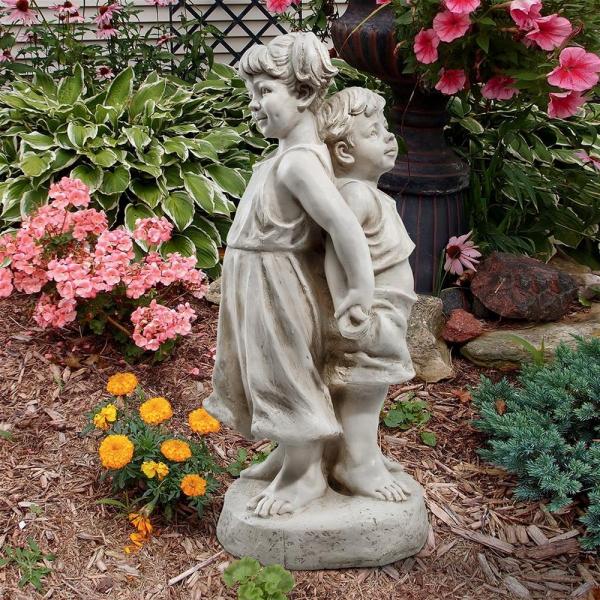 Back To Back Brother And Sister Garden Statue plus freight