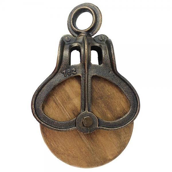 Large Iron & Wood Farm Pulley plus freight