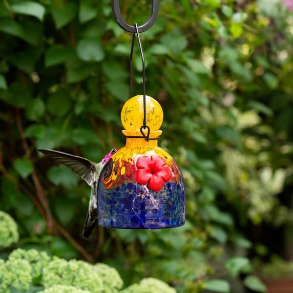 LunaLite  Bell Hummingbird Feeder Orange and Blue