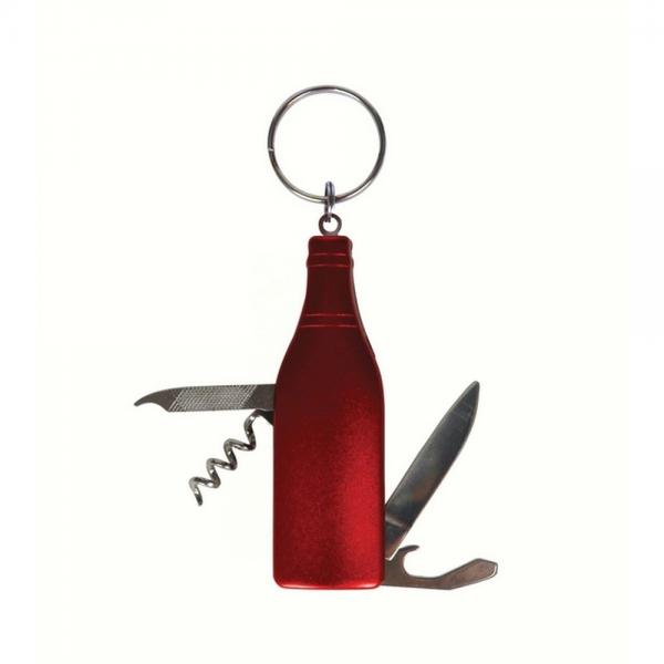 Red Wine Bottle Multi-Tool Key Chain