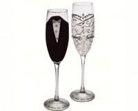 Handpainted Champagne Flutes Bride and Groom Set-EG3CCF1994B