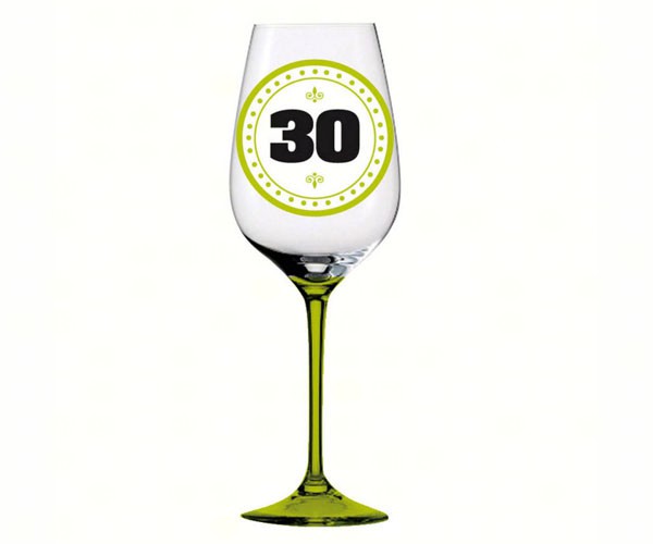Handpainted Wine Glass Happy 30th Birthday
