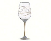Happy Anniversary Hand Painted Wine Glass, 12 oz-EG3CWG505