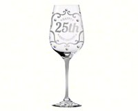 25th Anniversary Hand Painted Wine Glass, 12 oz-EG3CWG525