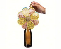Delicate Flower Metal Wine Bottle & Cork Holder-EG8BCH003