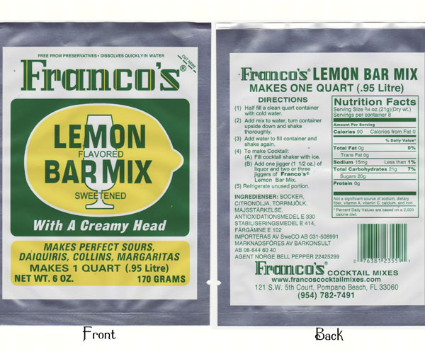 Franco's Lemon Bar Mix plus Freight