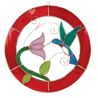 Stained Glass Hummingbird Frame Window Panel -Small-GE116