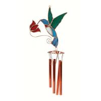 Hummingbird with Red Flower Wind Chime-GE138