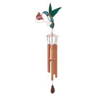Hummingbird with Pink Flower Wind Chime-GE140