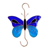 Stained Glass Dark & Light Blue Butterfly Hook-GE154