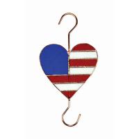 Stained Glass Patriotic Heart Garden Hook-GE176