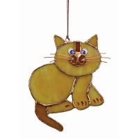 Stained Glass Tan Cat Suncatcher-GE186