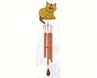 Stained Glass Tan Cat Small Wind Chime-GE187