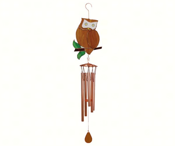 Stained Glass Owl Large Wind Chime