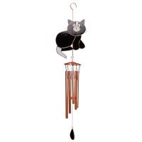 Stained Glass Black Cat Large Wind Chime-GE205