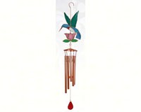 Hummingbird with Pink Flower Large Wind Chime-GE222