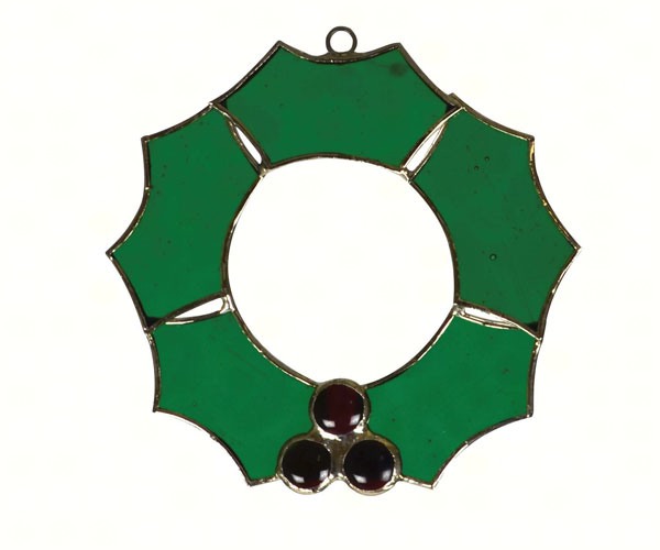 Stained Glass Christmas Wreath Sun Catcher GE253