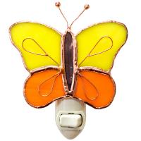 Stained Glass Yellow & Orange Butterfly Nightlight-GE254
