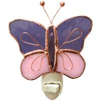 Stained Glass Purple & Pink Butterfly Nightlight-GE256